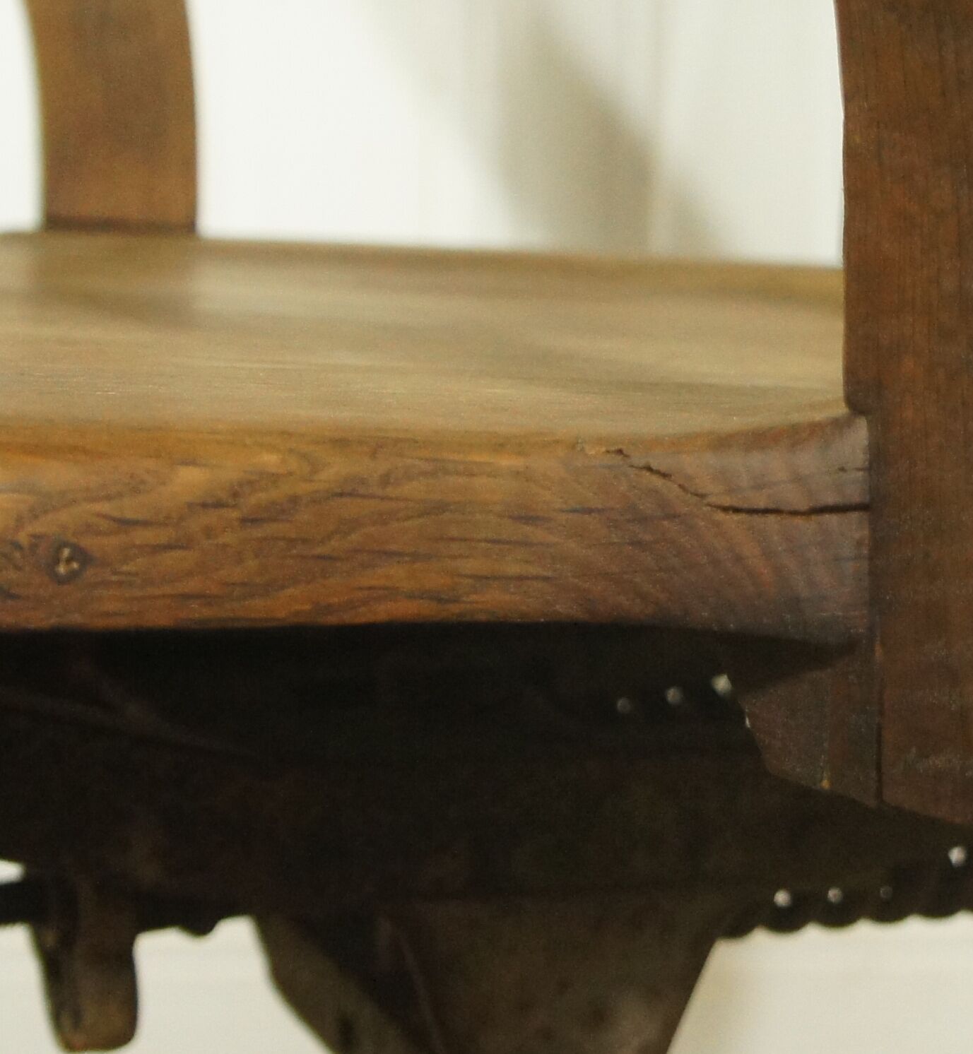 American solid oak armchair, swivel 360 °, tilting & adjustable in height. c. 1920