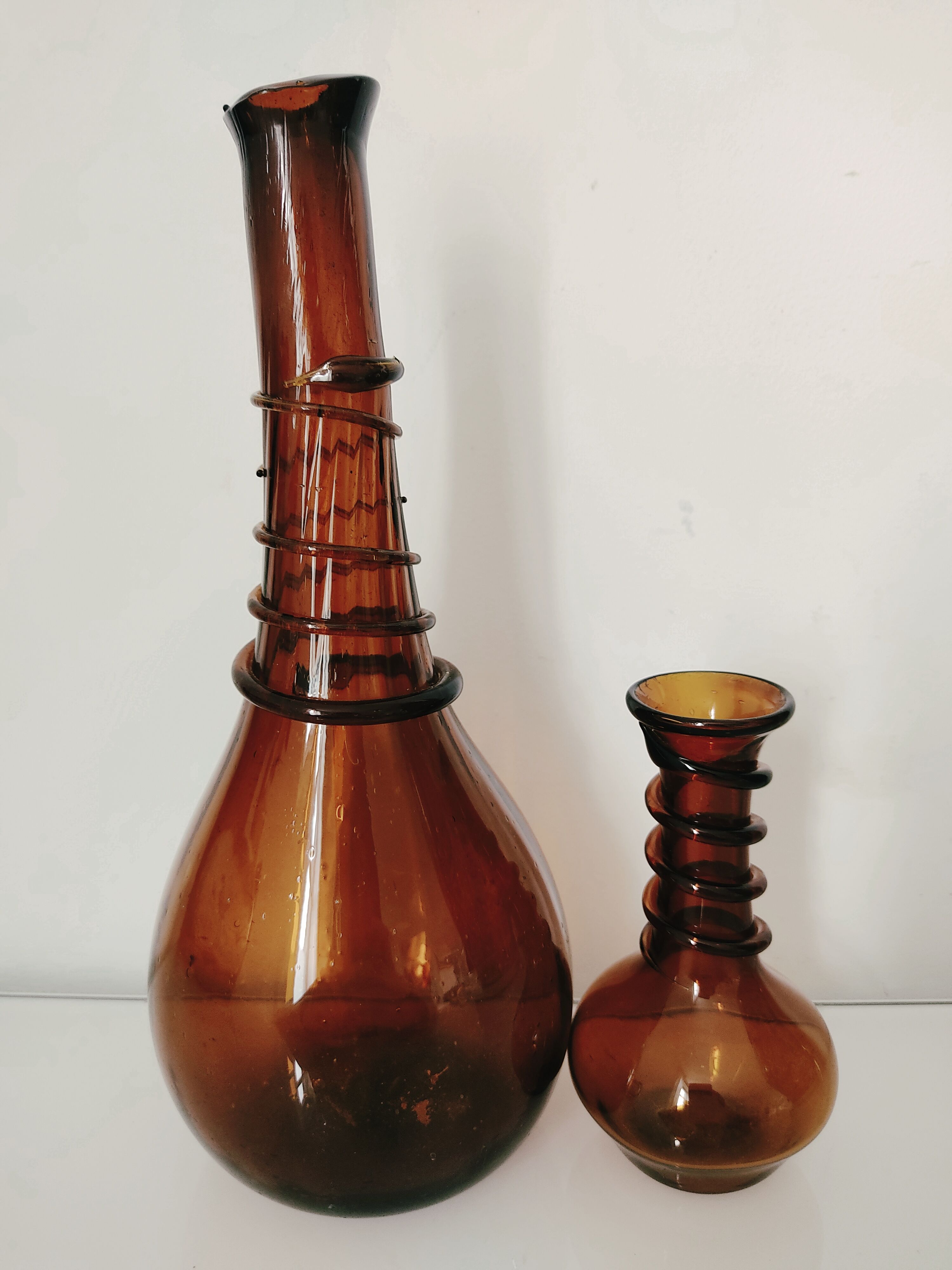 Murano, set of two brown blown glass vases