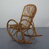 Mid-Century Italian Bamboo Rocking Chair, 1950s