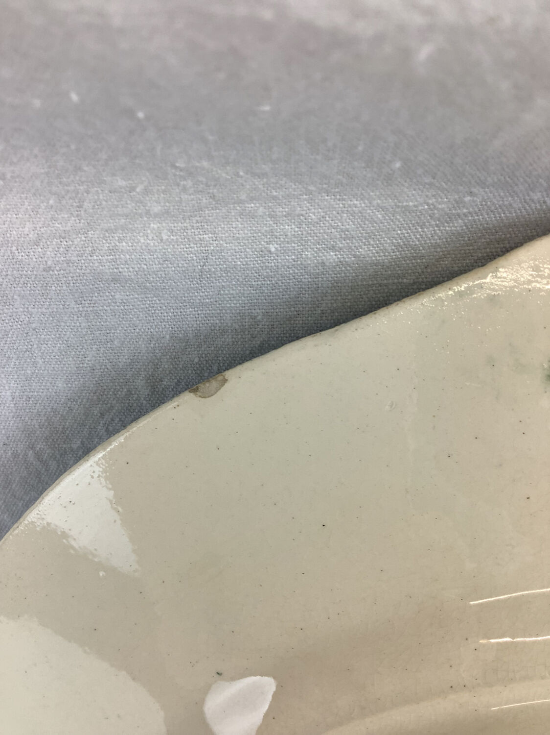 Round dish with old handles made in France Sarreguemines U&C