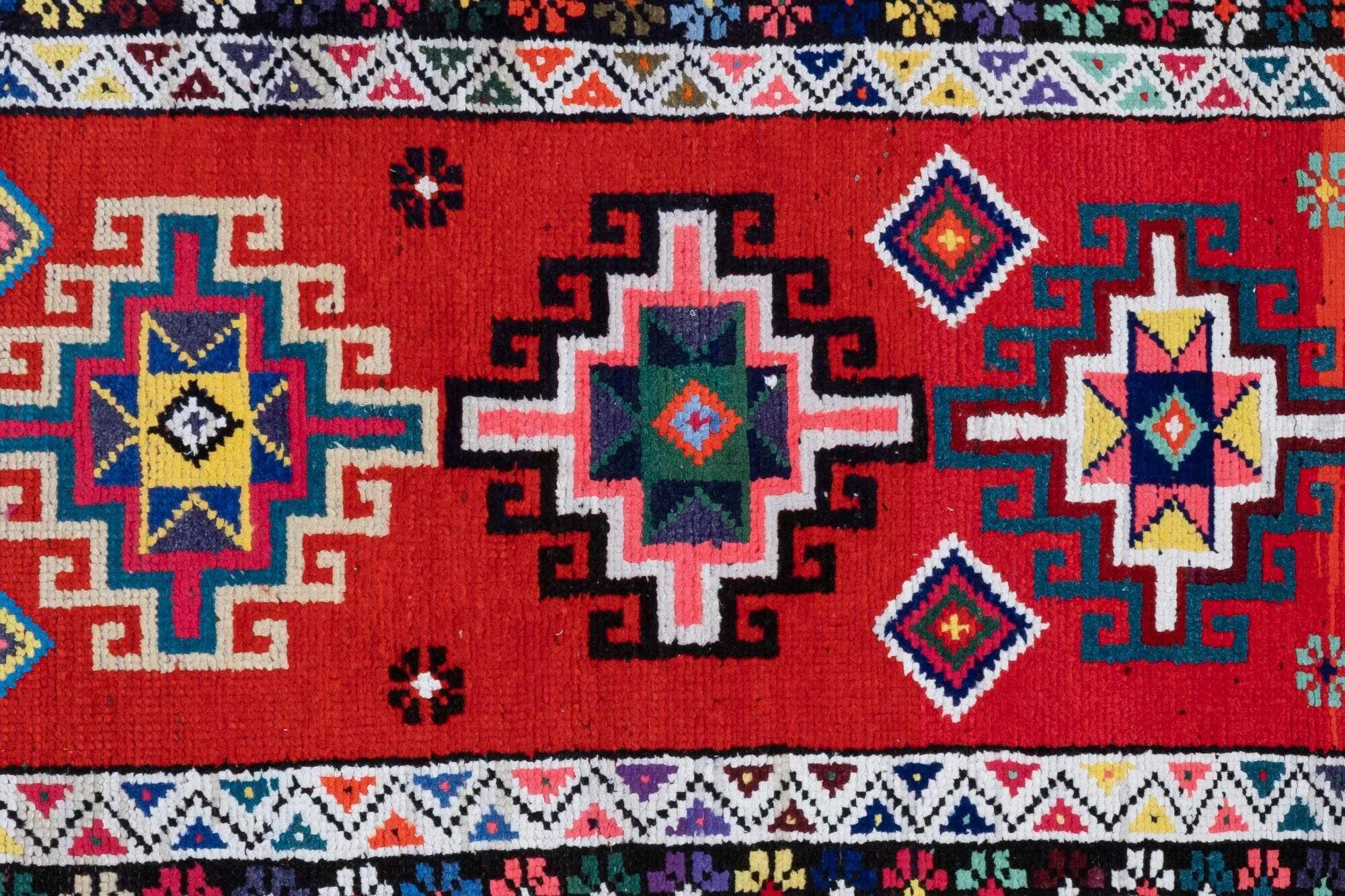 Vintage Turkish hallway rug 74x368 cm