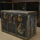 Malle de voyage Regoldia Lyon en carton tissu et bronze 1920