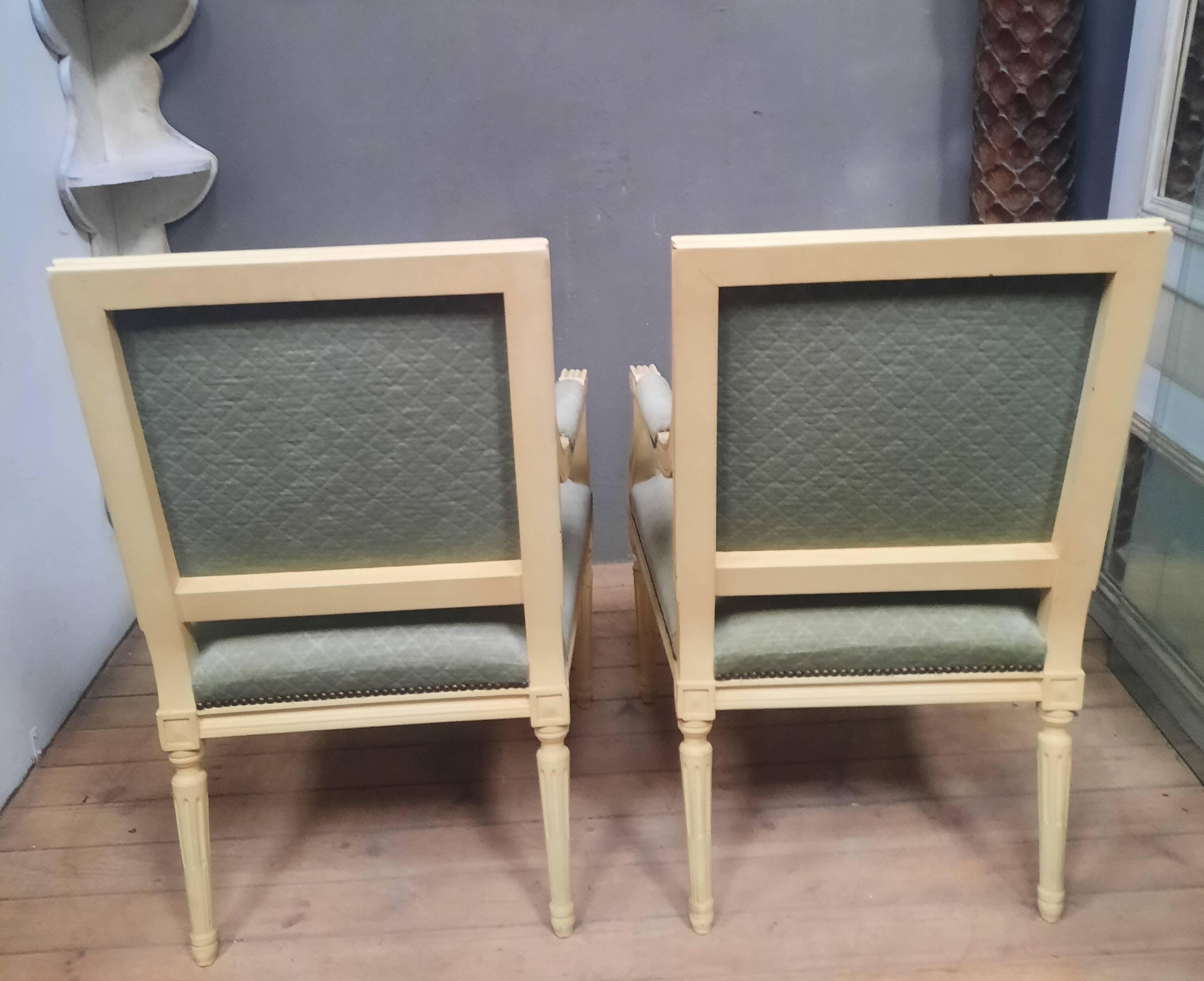 Pair of large Louis XVI style armchairs