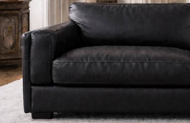 Canapé en cuir noir 3 places Poltrona Frau