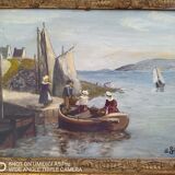 Oil on panel signed ED Géliot - 23 x 33 cm - boat in Brittany