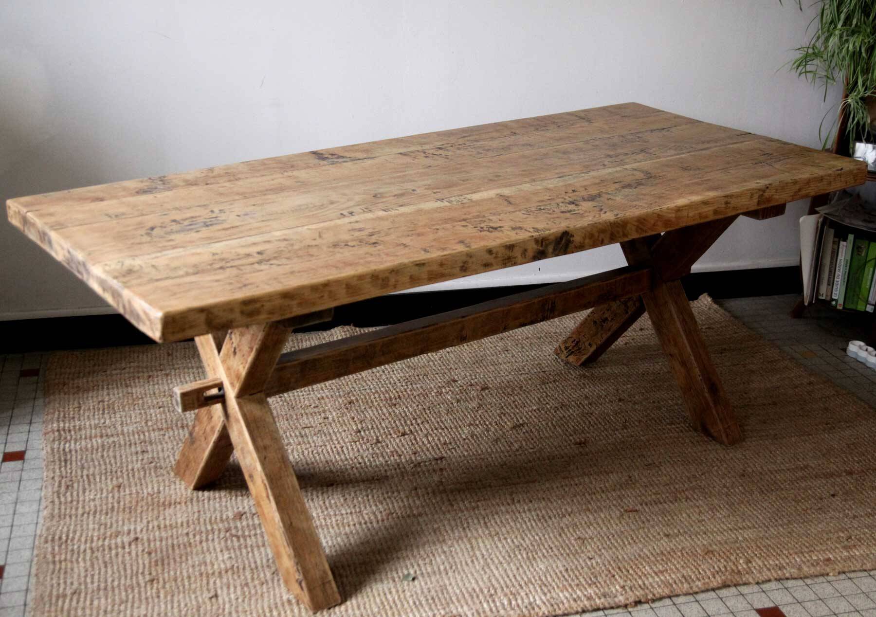 Solid wood farmhouse table