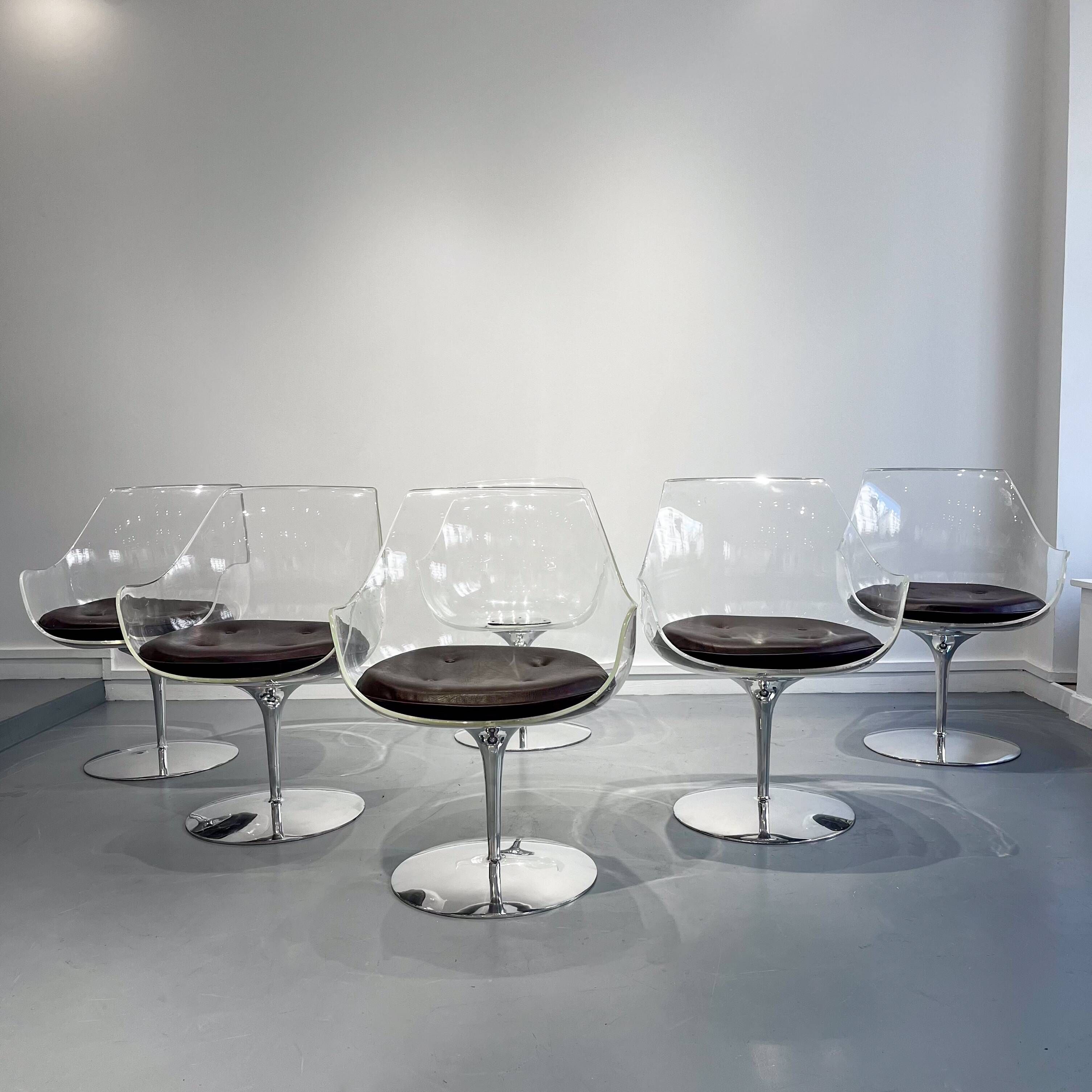 Set of 6 Champagne Armchairs by Erwine & Estelle Laverne, c.1950
