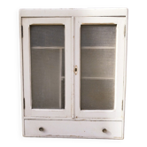 1950s wooden wall-mounted glass cabinet