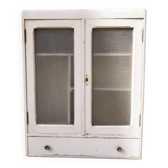 Wall cabinet glazed wooden cabinet 50's