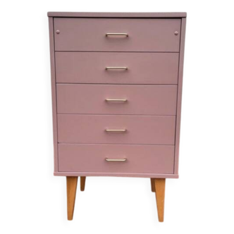 Coiffeuse chiffonnier vintage vieux rose