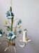 Vintage tole chandelier with light blue roses 1960s