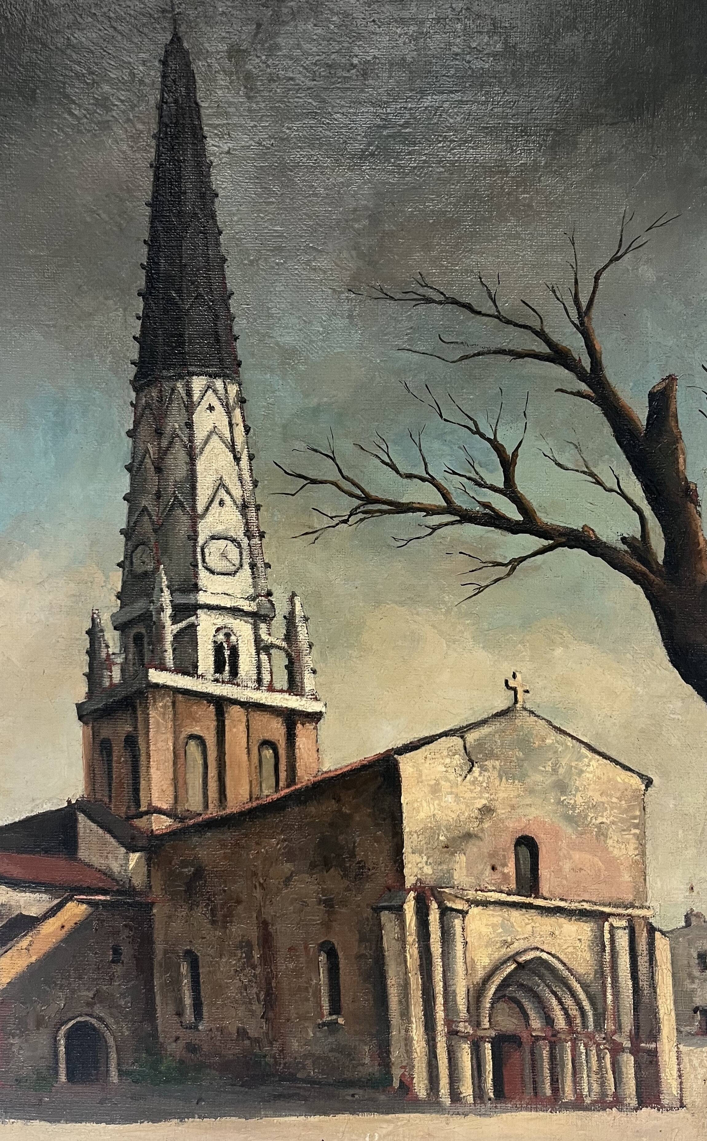 Jean Robert Ithier (1904-1977) Ars en Ré, View of the church, oil on canvas signed