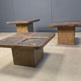 Vintage brutalist slate stone nesting tables by Design Studio Stam, 1990s