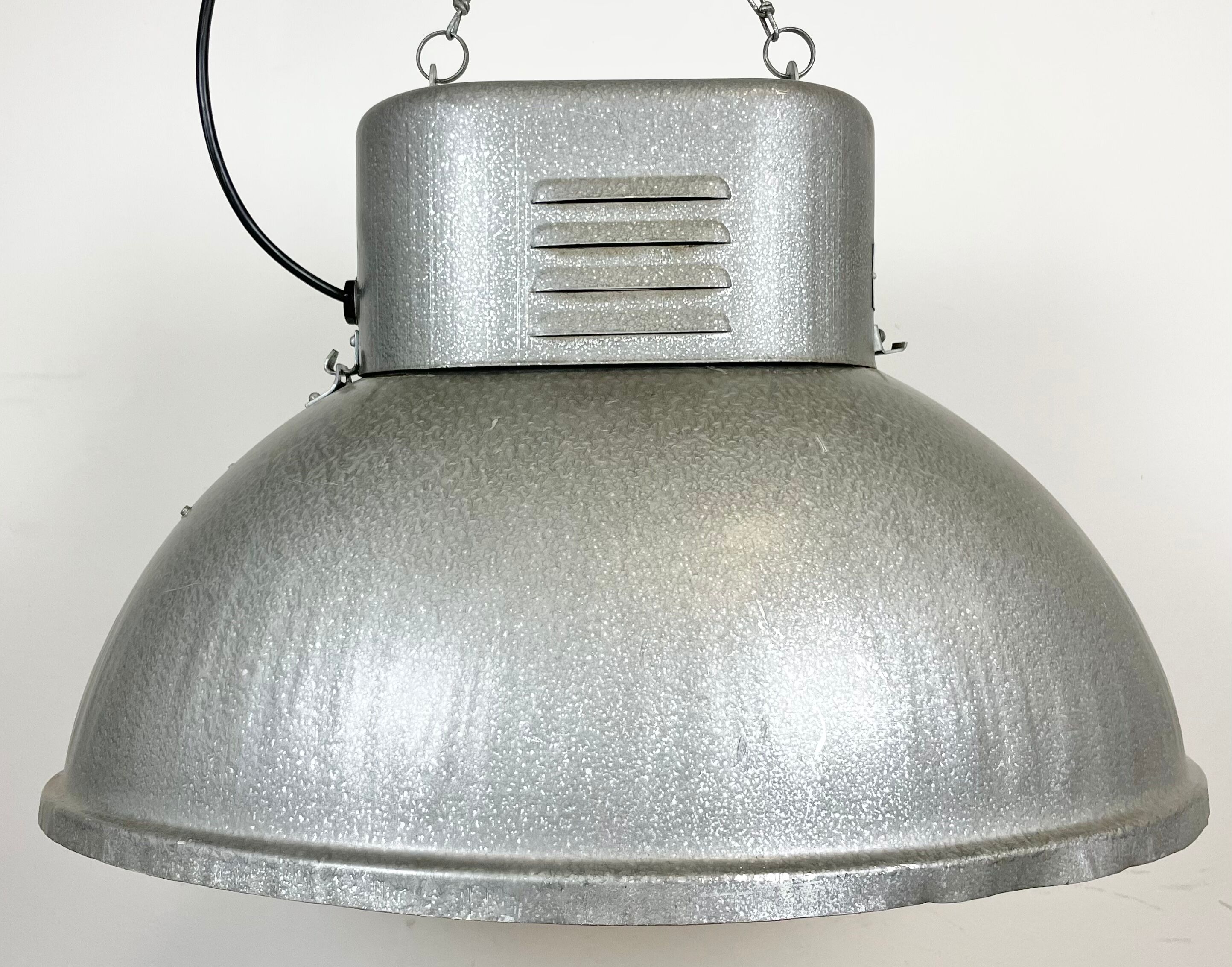 Oval industrial polish factory pendant lamp from mesko, 1970s