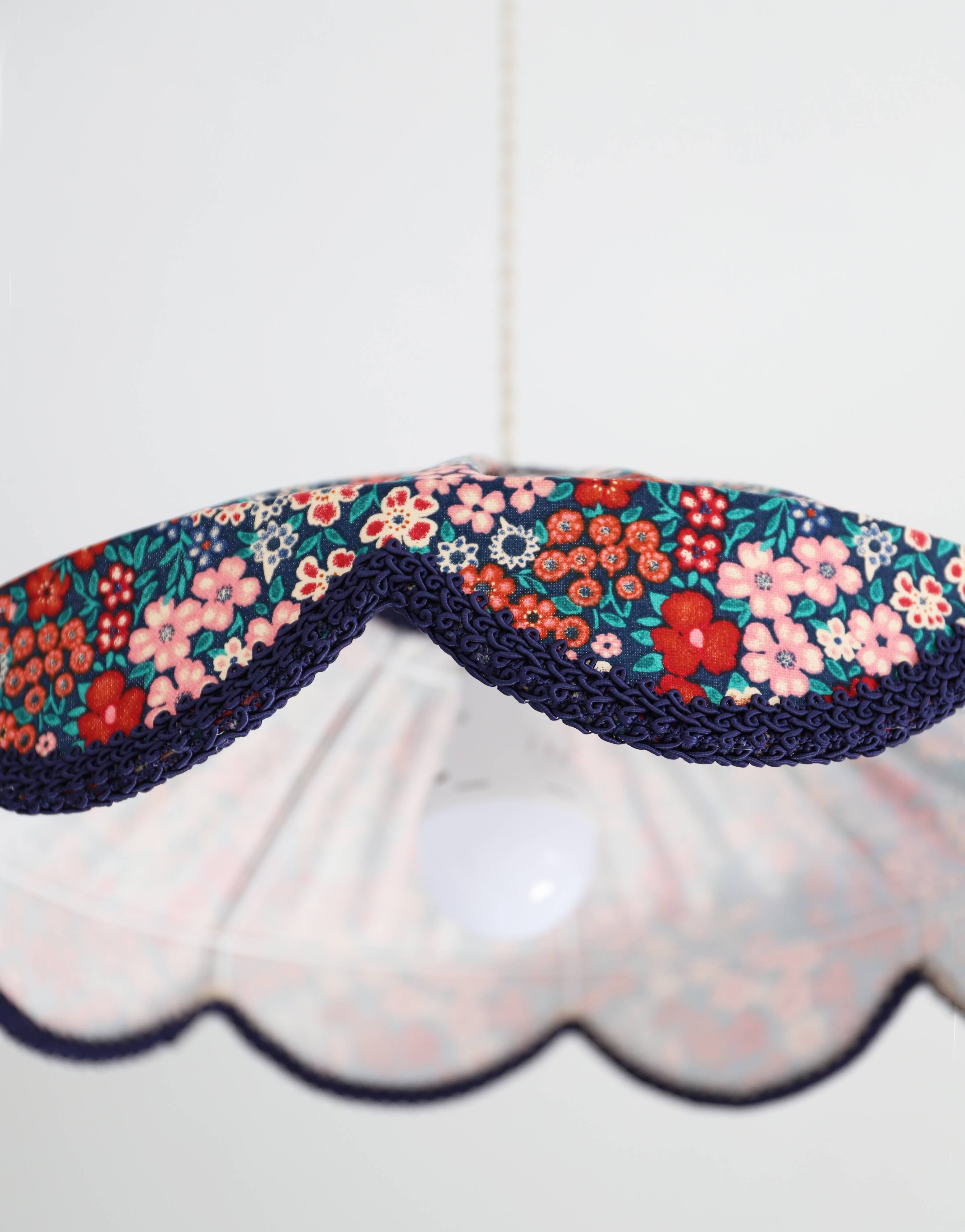 Cosette floral pendant light with "thousand flowers" print