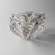 Transparent Murano Glass Bowl, Large Tri-lobed Triangle, Clear Glass with Bubbles, 1970s Italian Mid-Century Design