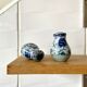 Enamelled ceramic salt and pepper