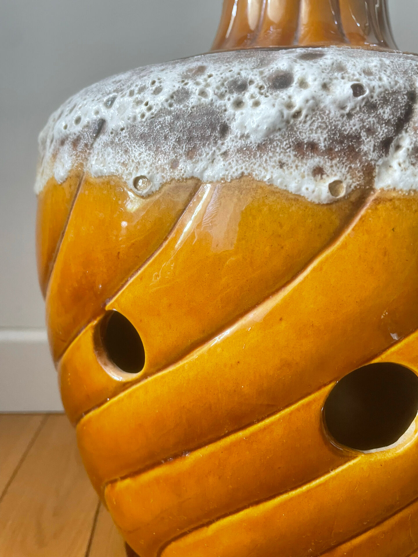 Mid-century perforated ceramic lamp