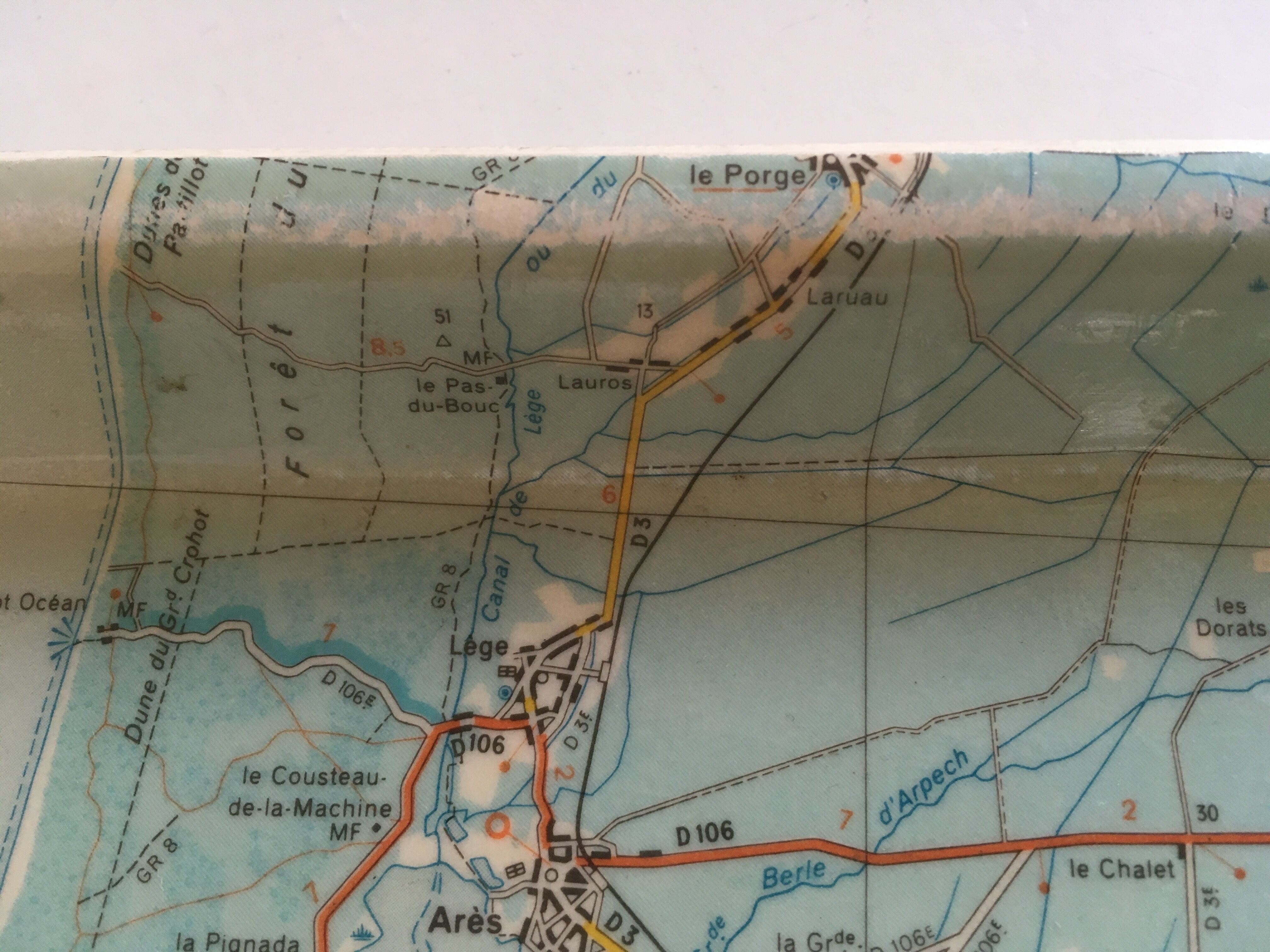 Plateau map of France Cap Ferret Le Pyla 1960