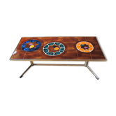 Vintage coffee table ceramic tray chrome base