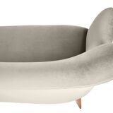 Canapé 3 places en velours d'origine, vieux de plusieurs années 60, gris