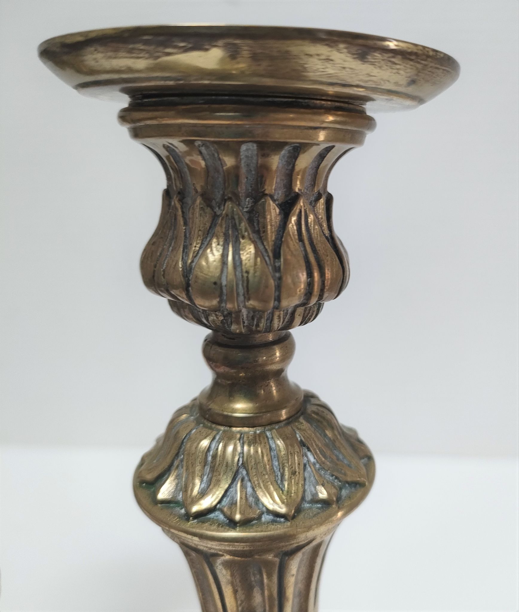 Pair of candle holders torches gilded bronze patinated style louis xvi period 19th century
