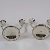 Paire de chandeliers candélabres avec porte-bougie double fait d'argent
