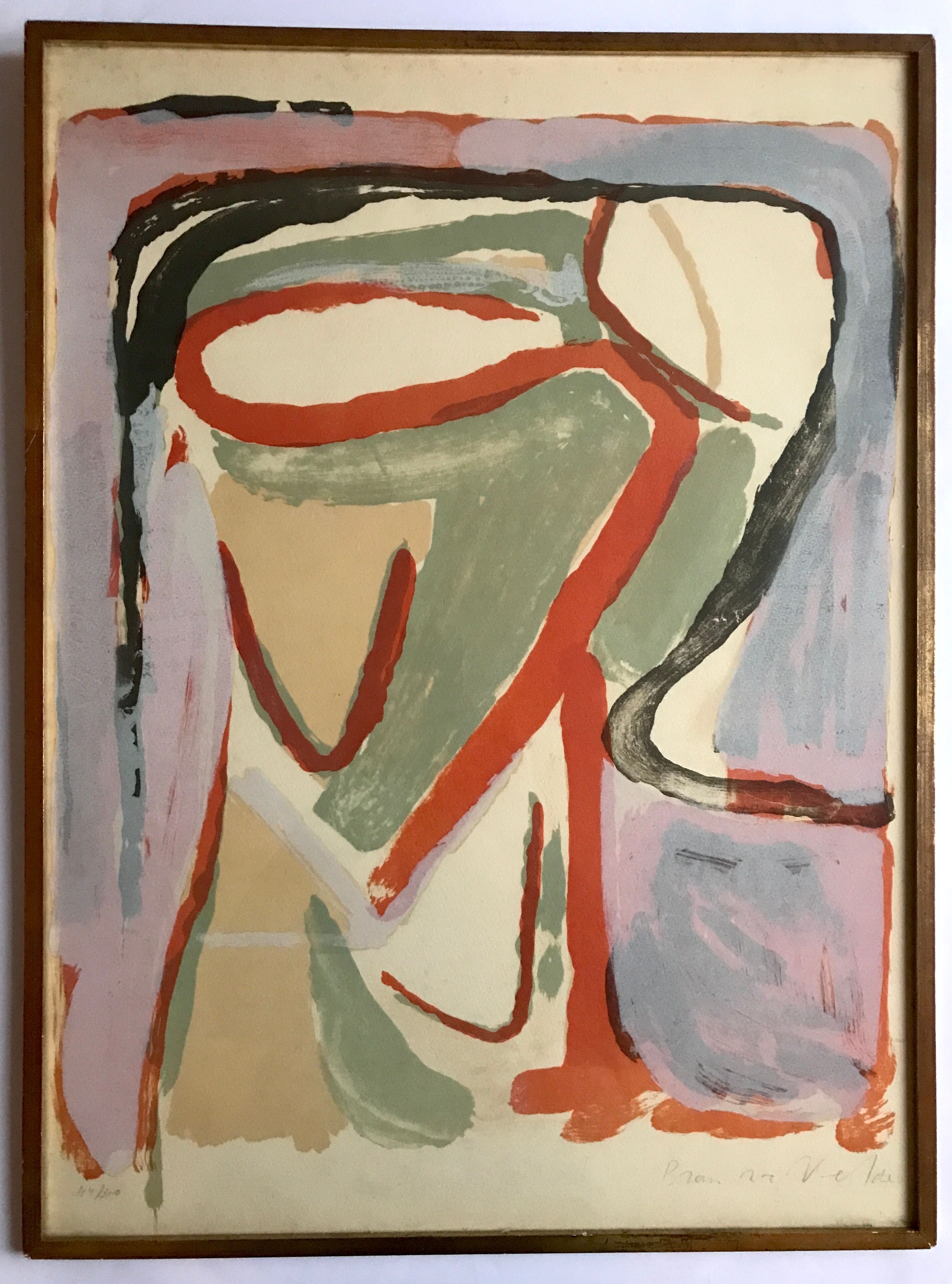 Original lithograph signed and numbered by Bram VAN VELDE, Red Course - MP 041, 1968