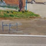 Guido hanset (1910-1992) watercolor on paper view of genoa ? 1968 signed