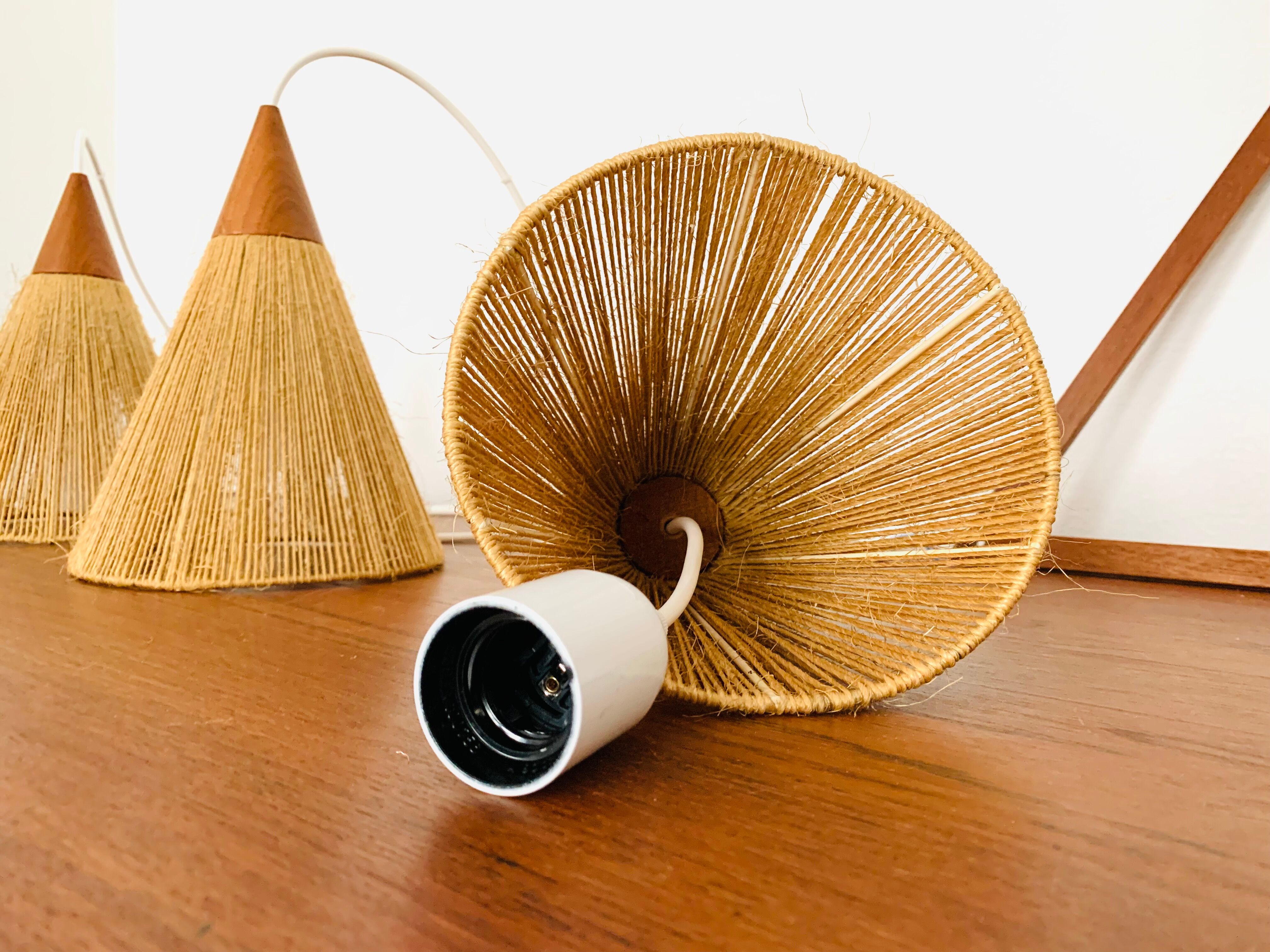 Teakwood and Sisal Cascading Lamp by Temde