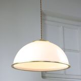 Mid-century Italian Brass and Opaline Pendant Lamp