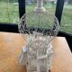 Oriental bird cage, metal and wood white and vintage blue