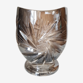 Petit vase en cristal argenté
