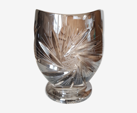 Petit vase en cristal argenté