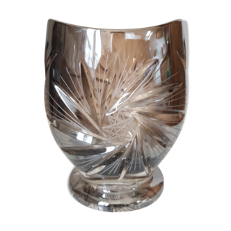 Petit vase en cristal argenté