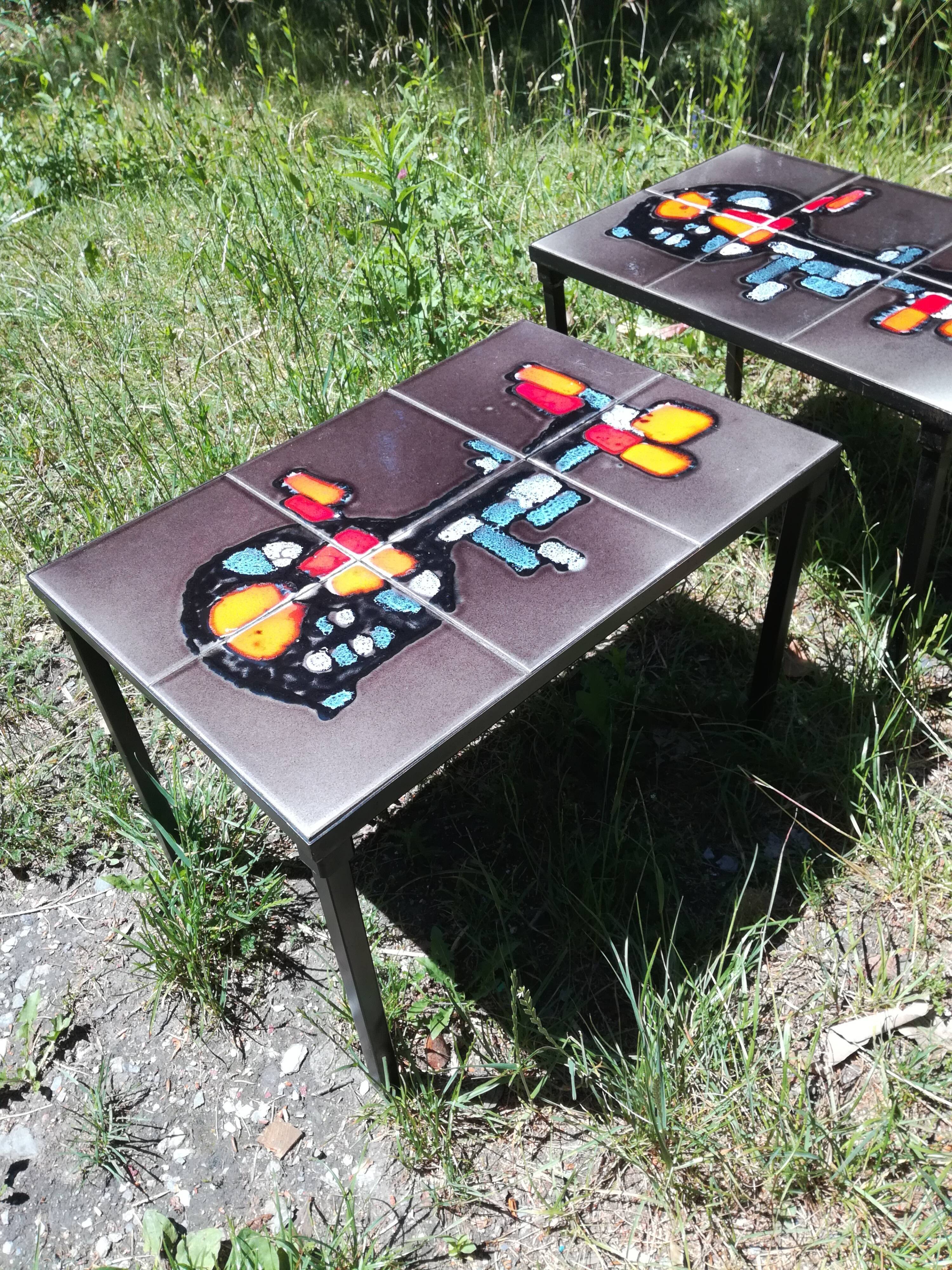 Two 70's ceramic coffee tables