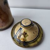 Covered stoneware ceramic pot - Signed Monogram BV (signature to be identified)