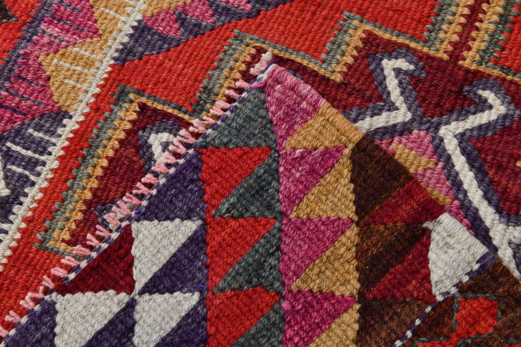 3x10 Vintage Burgundy Kilim Runner Rug 95x302Cm