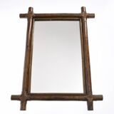 Large old rectangular rattan mirror, 67cm x 47cm