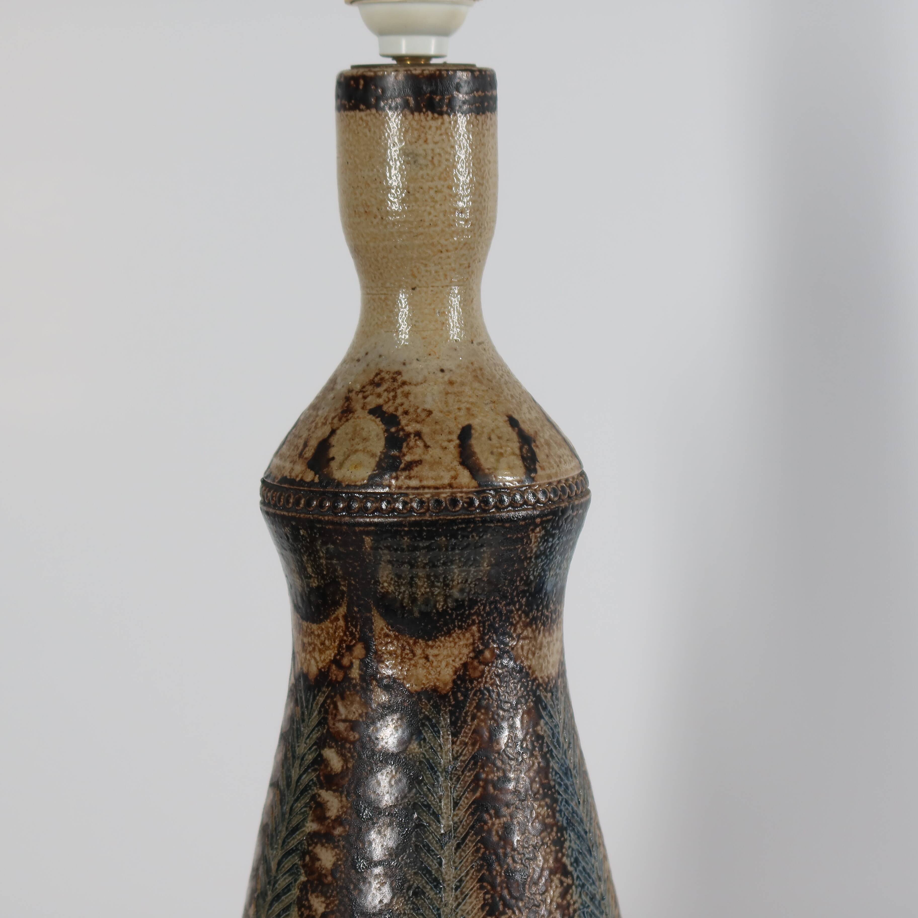 Pied de lampe en céramique vintage signé Jean‑Claude Courjault Kéraluc