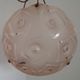 French Art Deco Stamped 1053 Pink Glass Plafonnier Hanging Light Pink Ropes
