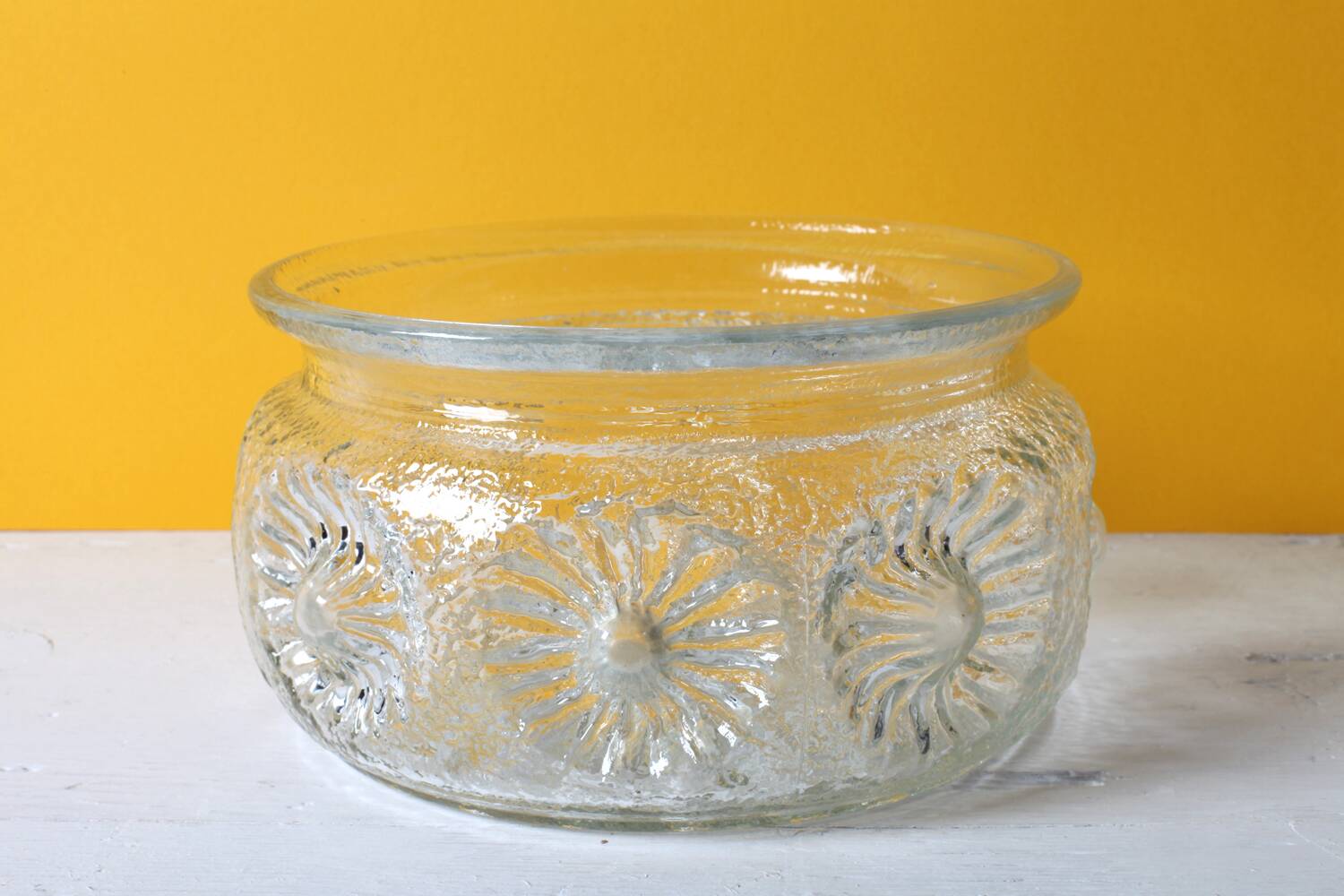 Pressed Glass Bowl: Kvety Flower Design by Pavel Panek / 1973