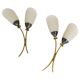 Mid-century pair of wall lamps in brass and opaline attributed to Asea Sweden, 1950s.