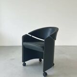 Italian leather armchair on casters by Matteo Grassi, 1990s