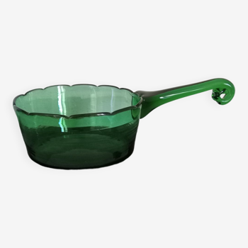 Handmade green glass pan pan