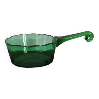 Handmade green glass pan pan