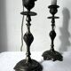 Pair of antique candlestick lamp bases