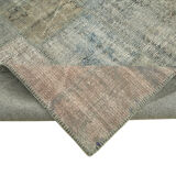 Hand-Knotted Turkish Vintage 177 cm x 243 cm Grey Patchwork Carpet