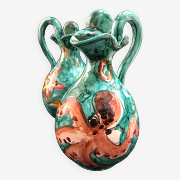 Paire de pichet en céramique d’Amalfi Vietri au décor de la mer