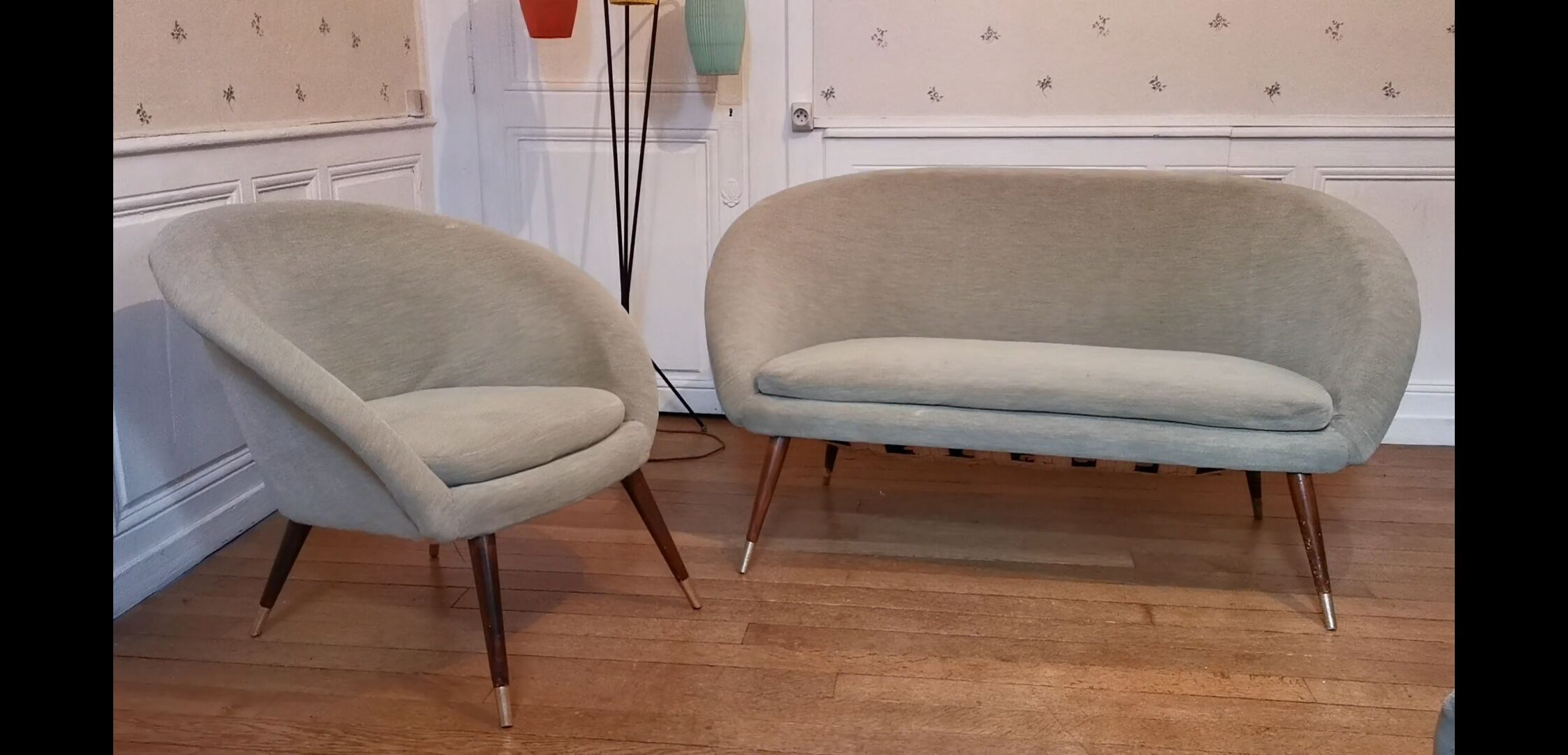 Sofa sofa shell round 2 places grey